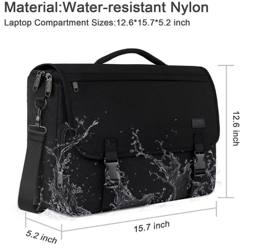 Messenger Bag for Men, Briefcases Lightweight Men's Laptop Bag 15.6 inch Water - Picture 4 of 8