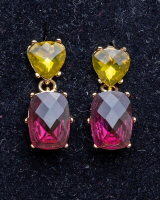 Rare Signed Vintage NWH Napier Yellow Purple Clip On Earrings