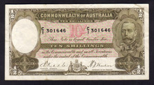 Australia R-9. (1933) Riddle/Sheehan - 10 Shillings.. NO Overprint.. VF - Crisp