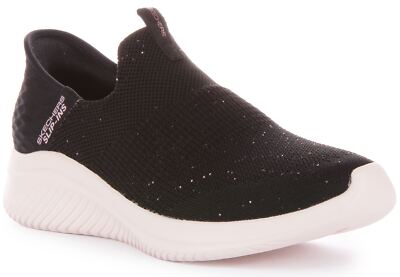 Skechers Ultra Flex 3.0 Komfort Strick oberer Slipper Trainer schwarz Größe UK 3 - 8