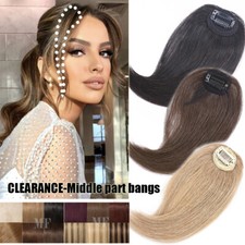 SALE Fringe Bangs Clip In 100 Remy Human Hair Extensions Middle Part Hairpieces