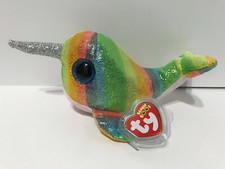 TY Beanie Boos NORI Rainbow Narwhal Whale