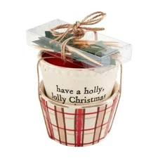 Mud Pie Home HOLLY JOLLY Rustic Lodge Plaid Dip Bowl Serving Set