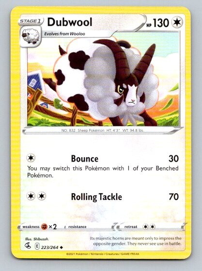 2021 Pokemon Card Fusion Strike Dubwool 223/264