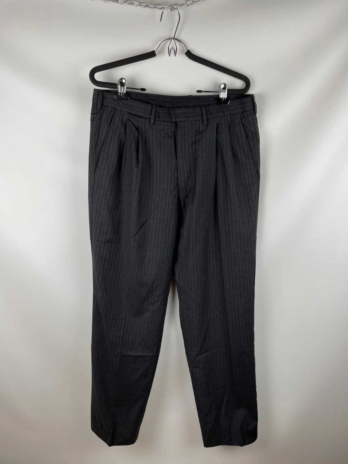 Givenchy Paris pantalone abito grigio a righe in lana