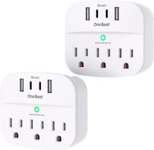 Multi Plug Outlet Splitter, w/ Usb, Surge Protector Extender, Wall, ETL Listed