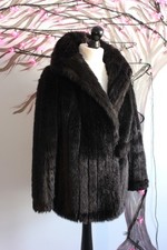 Giacca vintage Cortelle pelliccia sintetica marrone scuro sirena ufficio anni 60 taglia L