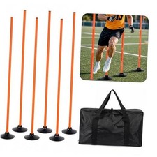 6 Pack Soccer Agility Training Poles, 5 FT Adjustable Speed and Agility Orange