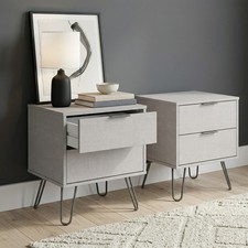 Pair of Augusta Bedside Cabinets, Set of 2 Industrial Nightstand Tables, Hairpin
