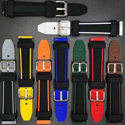 20MM 22MM Silicone Rubber Mens Waterproof Diver Watch Band Quick Release Strap
