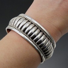 Hand Crafted Navajo Native American Sterling Silver Cuff Bracelet James Martin