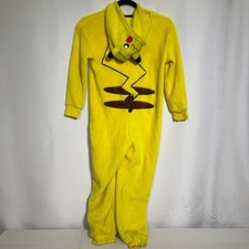 H M Pokemon Pikachu Yellow Fleece Hooded One Piece Pajama Union Suit Kid's 6X/7