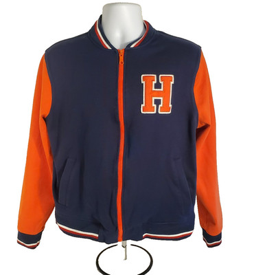 Tommy Hilfiger Men's Large Blue/ Orange Letterman Varsity Jacket Full Zip