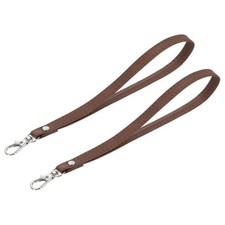 2Pcs Wristlet Strap PU Leather Wrist Lanyard Keychain Hand Strap Brown