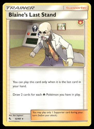 Blaine's Last Stand 52/68 Rare Hidden Fates Pokemon Lightly Played