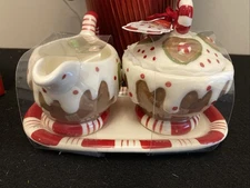 Blue Sky Ginger Bread Christmas Sugar & Creamer NWT
