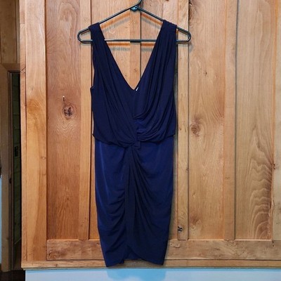 Misa Los Angeles V-Neck Sleeveless Cocktail Party Mini Dress, Medium, Navy Blue