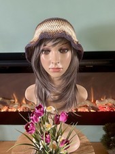 Handmade Crocheted Ombre Style Bucket Hat In Chocolate/ Beige Size M Unisex