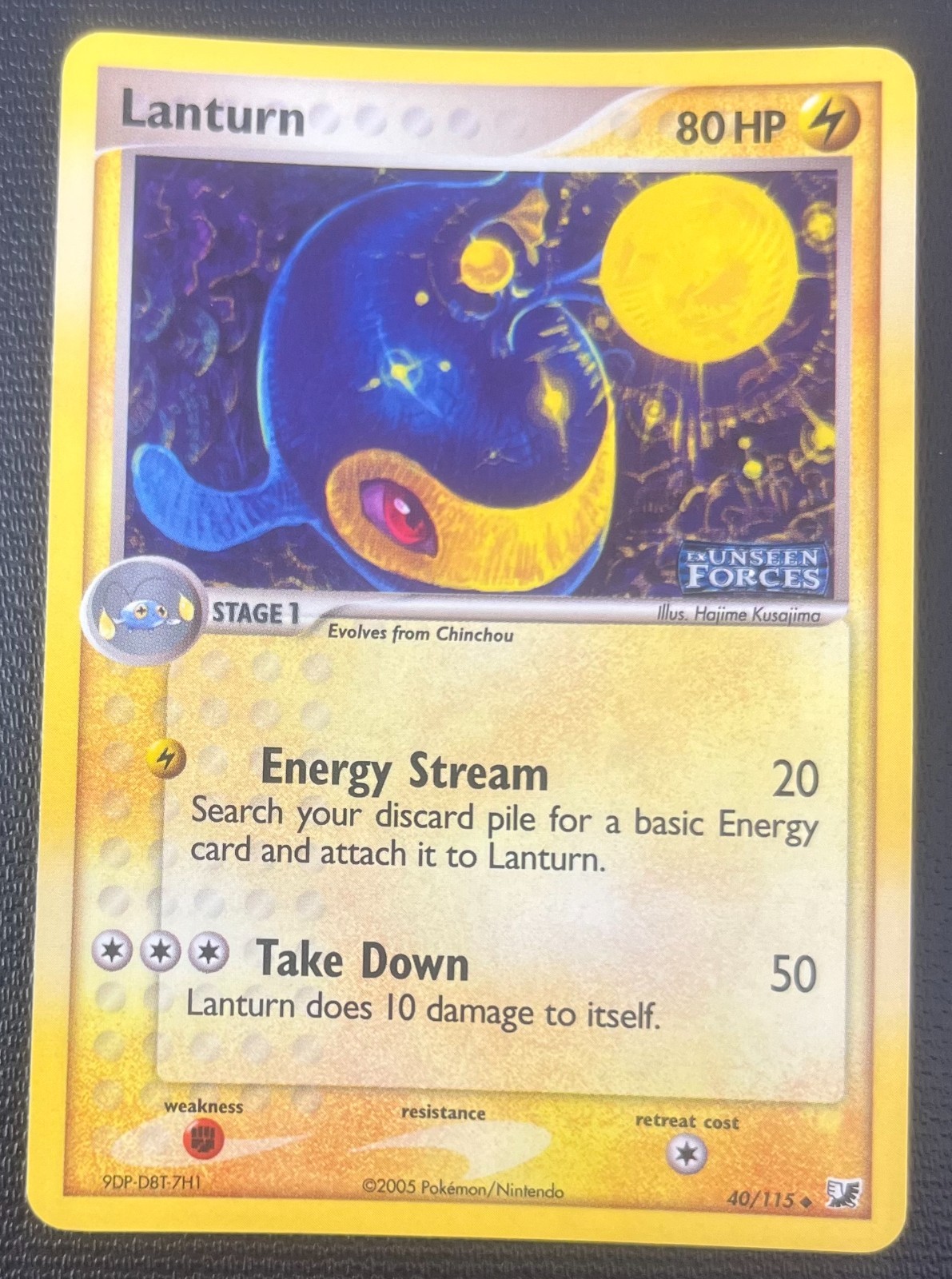 Lanturn 40/115 EX Unseen Forces Reverse Holo Stamped Pokémon Card NM