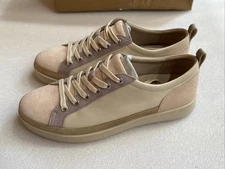 Vionic Winny Parchment Leather Snake Gold Sneaker Women's size 9.5 Wide New