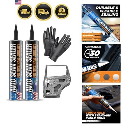 Black] 2 Pack Professional Automotive Seam Sealer, Paintable Quick-Set Polyur...
