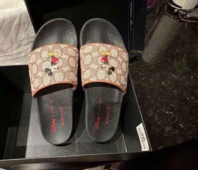 Coach x Disney Mickey Mouse Signature Print Slides Size 11
