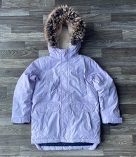 Lands End Kids Expedition Down Parka Girls M 8 Lavender Waterproof Winter Coat