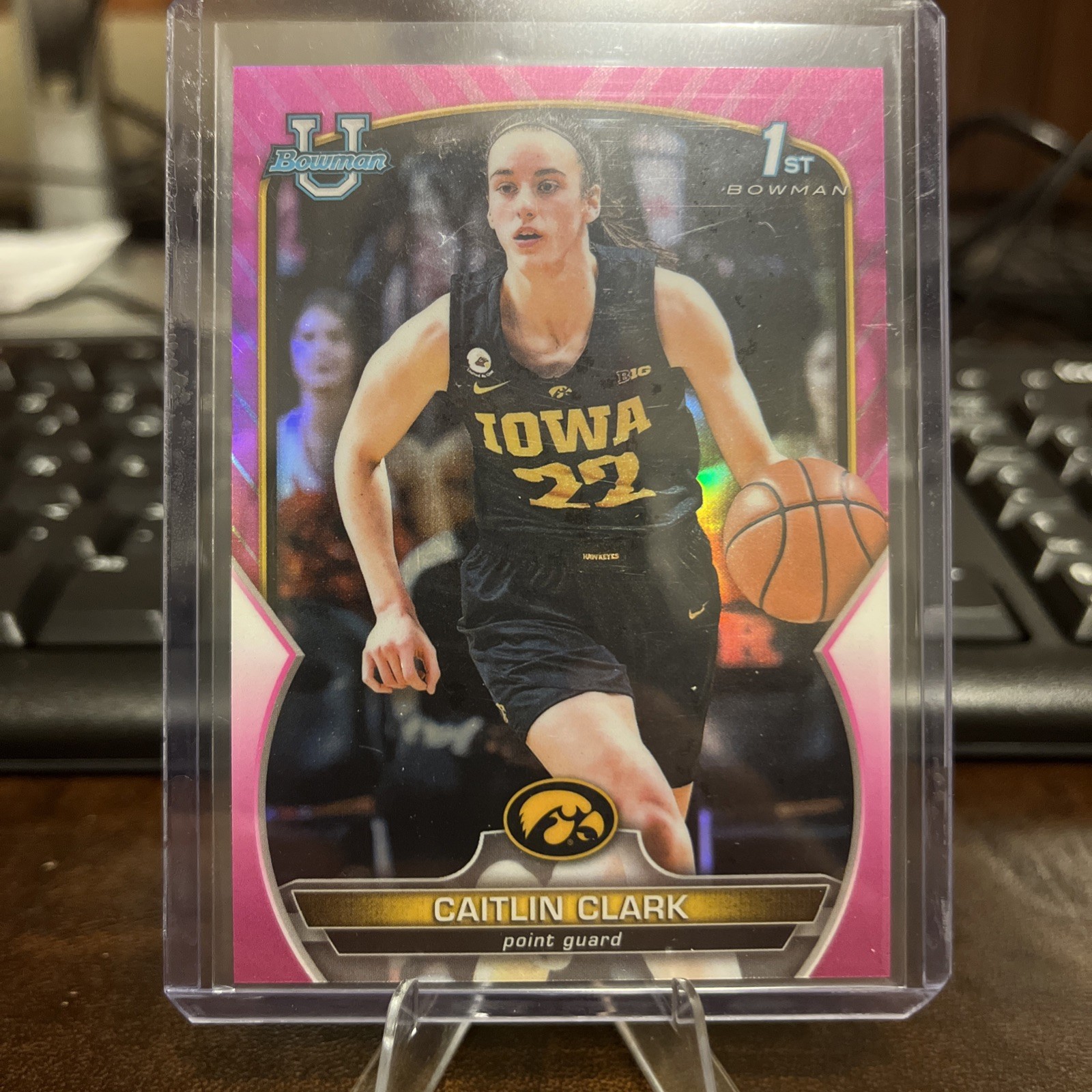 2022-23 Bowman University Chrome - Caitlin Clark #50 Pink Refractor (RC)