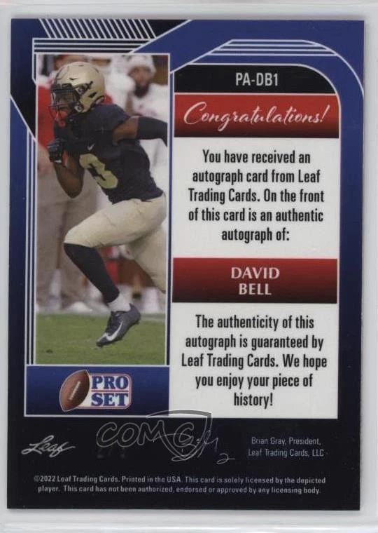 2022 Leaf Pro Set Metal Red Crystals /3 David Bell #PA-DB1 Rookie Auto RC - Image 2 of 2