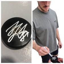 TANNER JEANNOT SIGNED BOSTON BRUINS HOCKEY PUCK W/ CASE COA