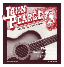 John Pearse 600L Phosphor Bronze Acoustic Guitar Strings - 6 Pack