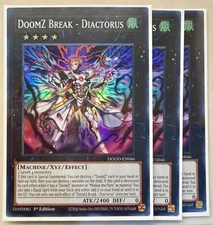Yugioh! 3x DoomZ Break - Diactorus DOOD-EN046 Super Rare 1st Ed NM