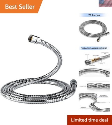 79-Inch Extra Long Stainless Steel Shower Hose - Flexible, Chrome Finish
