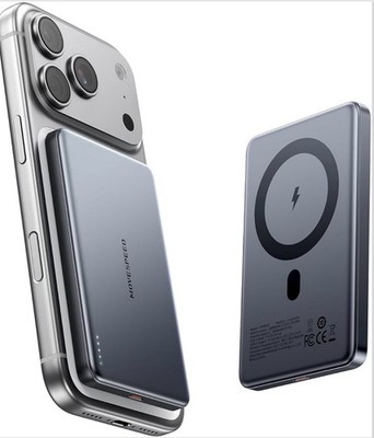 MOVESPEED Magnetic Wireless Power Bank for MagSafe Apple, Gray Aluminum