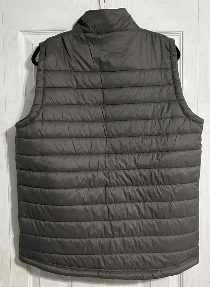 True Religion Men’s Medium HORSESHOE PUFFER VEST Granite Gray Quilted Full Zip - Image 4 of 4