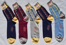 5 pair socks Silver Bond Soks sz 13, 1940s 1950s multi color cotton NOS unused