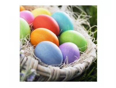 20 Servietten 3-lagig 1/4-Falz 33 x 33 cm Easter Basket Eier Ostern Bunt korb