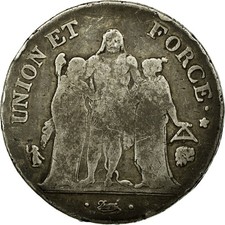 Coin, France, Union et Force, 5 Francs, AN 6, Bayonne, S, Silver