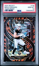 2024 Panini Select #118 Brock Bowers Tiger Prizm Rookie Card RC PSA 10 Gem Mint