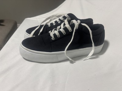 Soda Shoes Womens 9 Casual Comfort Platform Low Sneakers Black Canvas Lace Up