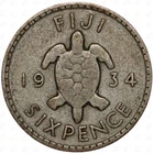 1934 Fiji George V Sixpence Coin – Silver