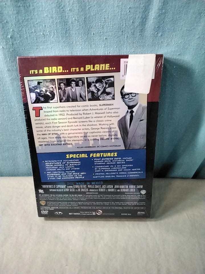 New Sealed ADVENTURES OF SUPERMAN: COMPLETE FIRST SEASON, 5-DISC DVD SET - Image 2 of 2