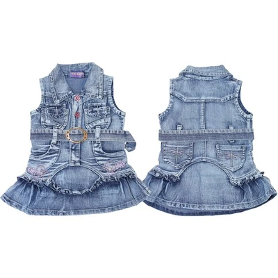 Kinder Mädchen Jeanskleid Rock Kleid Jeansrock Sommerkleid Mädchenkleid Blau - Bild 1 von 3