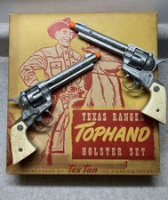 Vintage Pair Of Toy Cap Gun Nichols Stallion 38 Cowboy Pistol 1950s Tophand Box