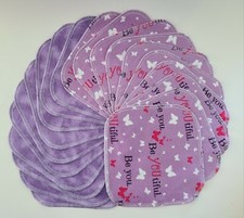 Cloth Wipes 20 Baby Flannel 8"x8" Girl Purple Butterfly Beyoutiful Pink White