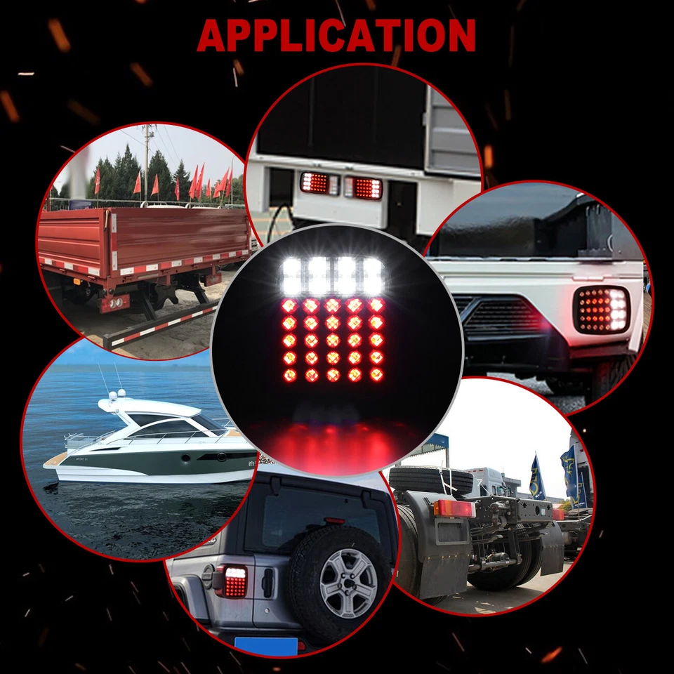 Luces giratorias de freno trasero 33 LED ahumadas 2 piezas para camión Kenworth Freightliner Mack Foto 3 de 4