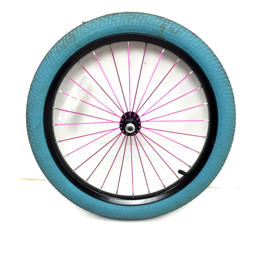 18" Bicycle Front Black Wheel with 2.10" Blue Tire Kid's BMX Bike #B32 - Picture 2 of 3
