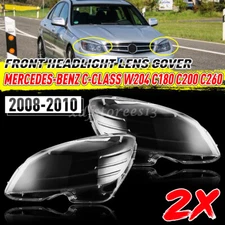 For Mercedes Benz C W204 2008-2010 LEFT+RIGHT Headlight Lens Cover Replacement