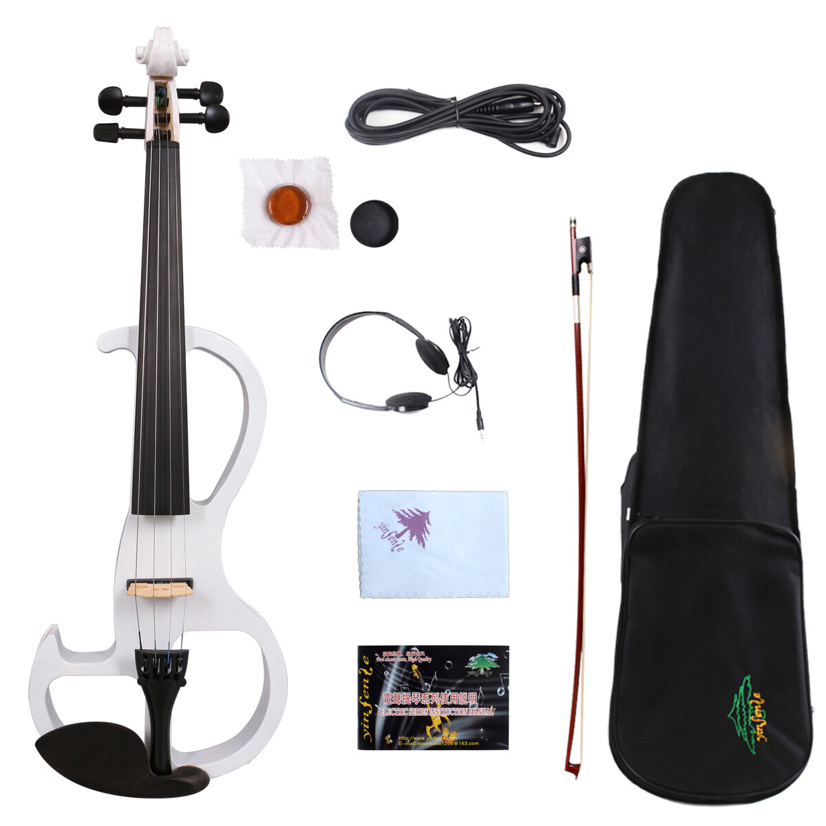 Yinfente Weiß Electric Silent Violin 4 4 Wooden Sweet Tone Free Case Bow Yinfente Weiß Electric Silent Violin 4 4 Wooden Sweet Tone Free Case Bow
