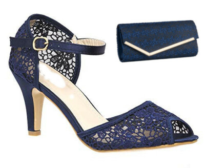 Open Toe Navy Blue Dress Sandals Amazon LADIES MID HEEL PEEP TOE MARY JANE  STRAPPY SHOES